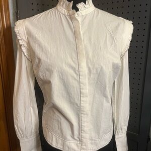 Joie White Puff Sleeve Button Down Blouse